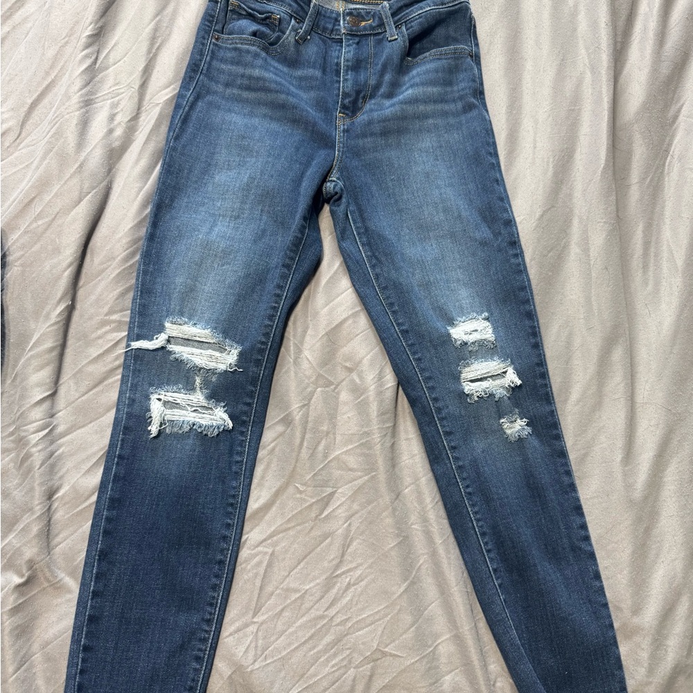 Levi's Dark Blue Distressed Skinny Jeans